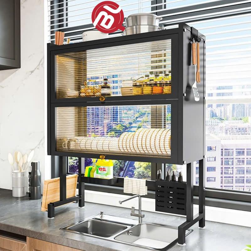 Kệ Chén Đa Năng Thông Minh Có Nắp Đậy - Tủ Trên Bồn Rửa Chén - Kitchen Treo Tường - Giá Để Bát Đĩa QBL Thoát Nước Chống Gỉ kệ  chén