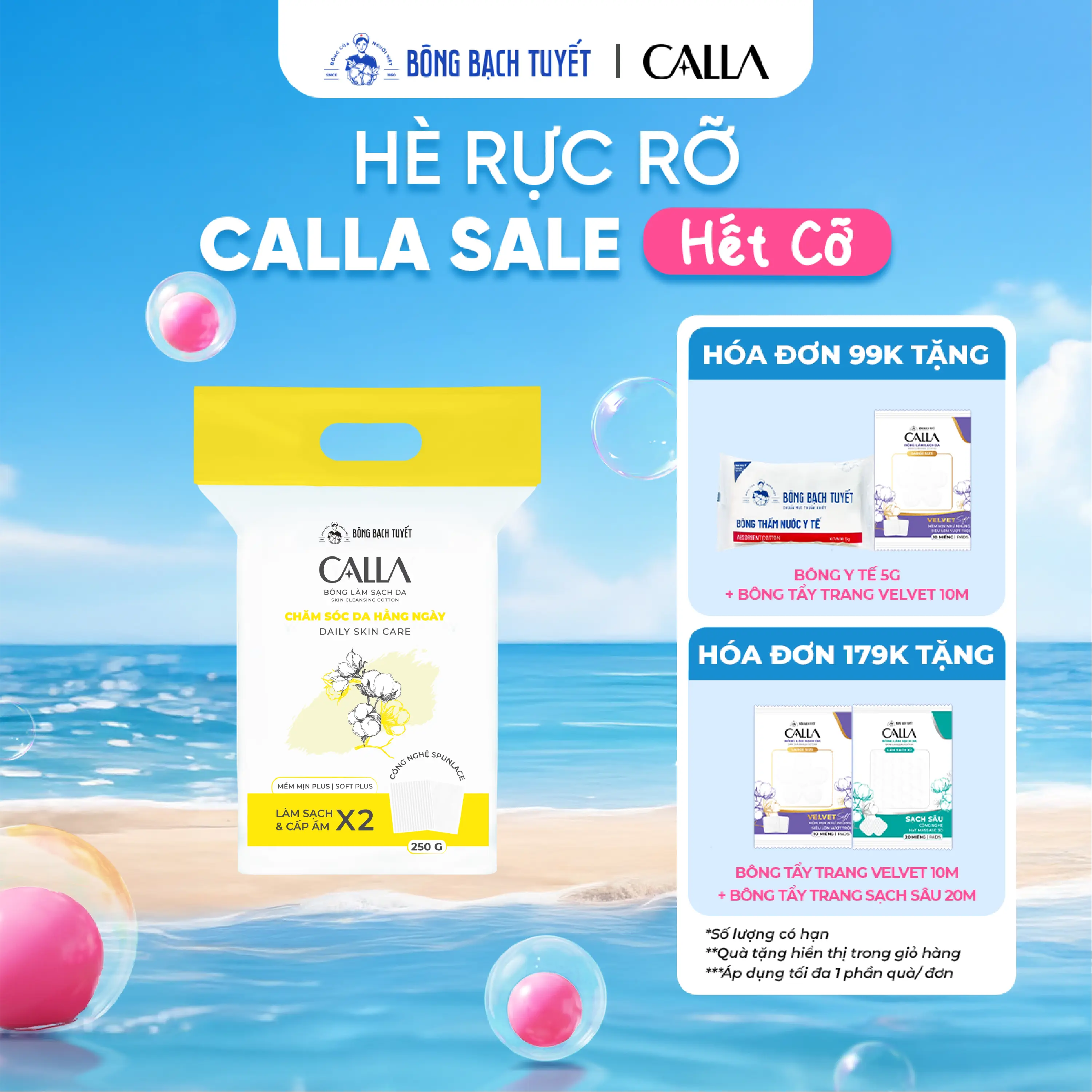 Bông Tẩy Trang Bông Bạch Tuyết Calla Mềm Mịn Công Nghệ Spunlace 250g (395 Miếng/Túi)