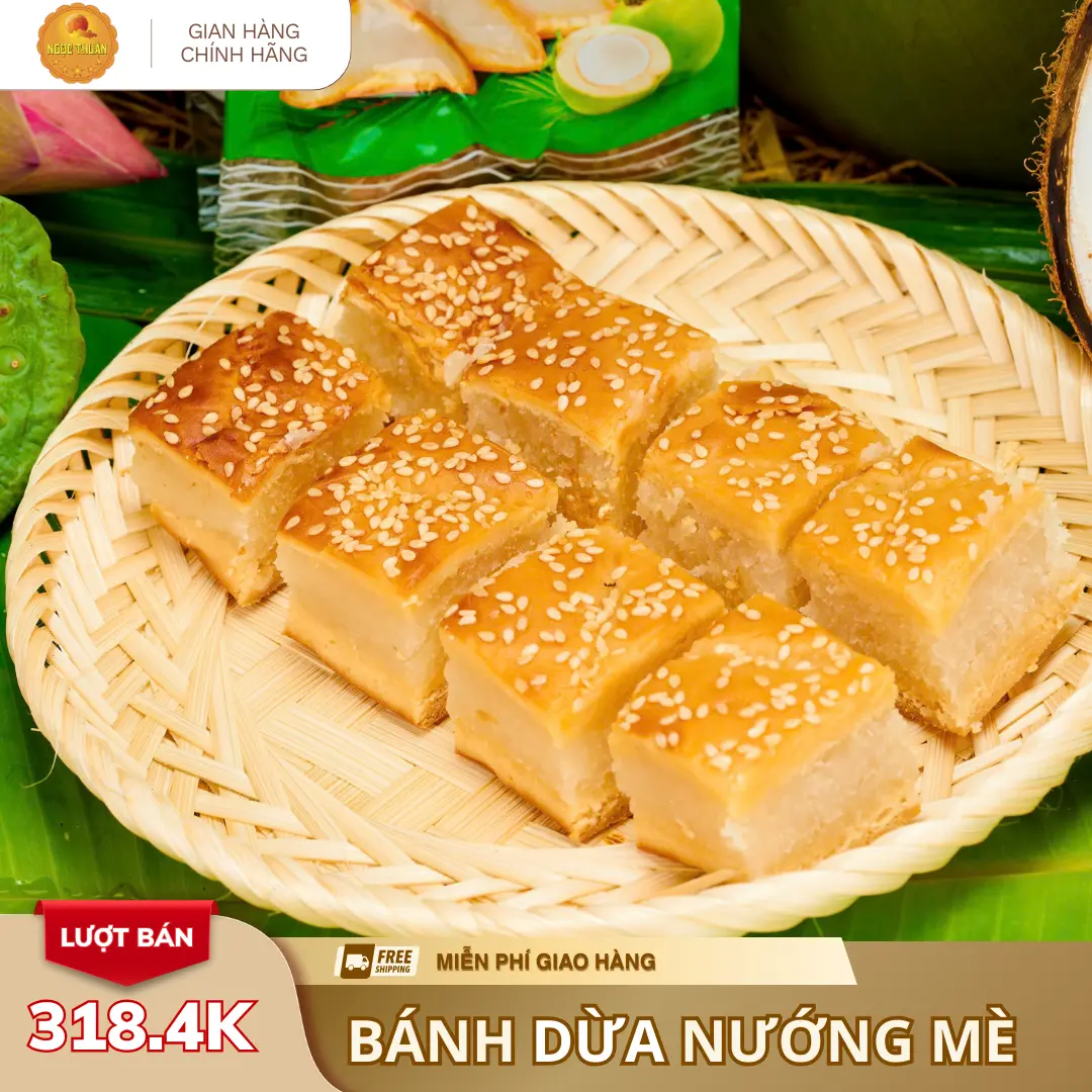 Bánh Dừa Nướng Mè Ngọc Thuận | Vị Dừa Béo Ngậy, Đạt Chuẩn OCOP 400g
