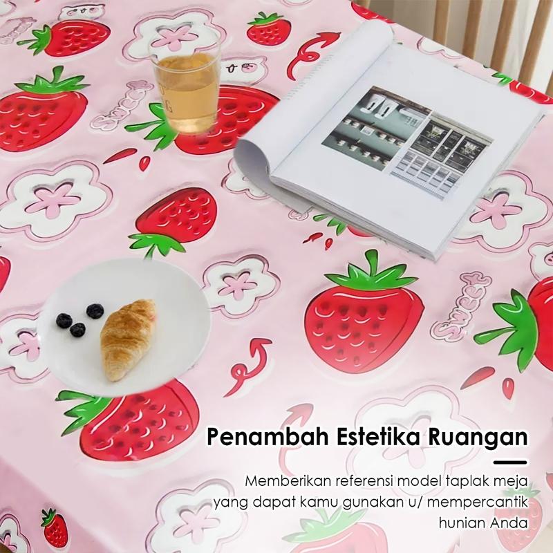 Taplak Meja Makan Motif Buah Tahan Air Ukuran 137x183cm Desain Modern 4 - 6 Kursi / Taplak Ruang 6