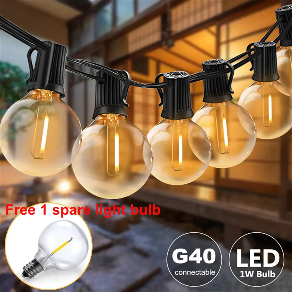 10M LED G40 Globe Outdoor LED String Lights Plastic Shatterproof Bulbs Waterproof Patio Lights for Garden Outside Backyard Porch