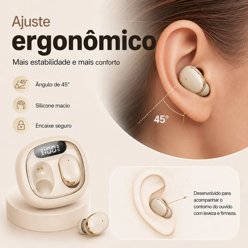 Fone Bluetooth Q33 Sem Fio com Microfone e Controle Touch