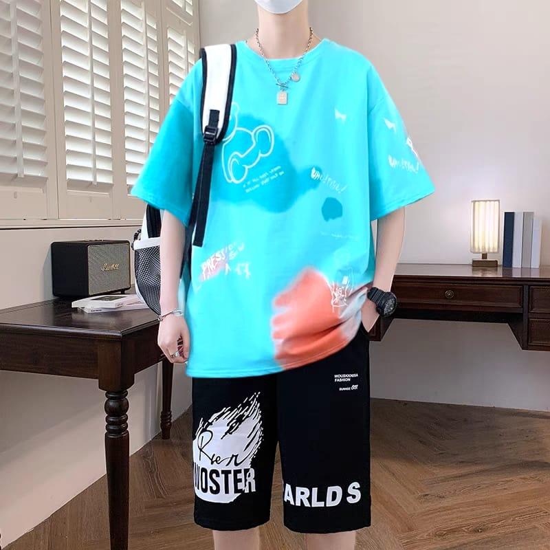 Setelan PRESSIONE SET Baju dan Celana Pendek Unisex Pria Wanita dengan Fit yang Nyaman dan Keren Kaos Motif Dewasa 3