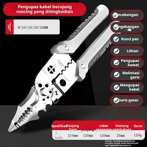 Alat pengupas kawat multifungsi untuk tukang listrik, pengupas kawat, penjepit kawat, alat penggulung dan pemotong universal impor.Alat Serbaguna Impor Khusus Tukang Listrik, Alat Pengupas Kawat Universal dengan Fungsi Penjepit, Penggulung serta Pemotong