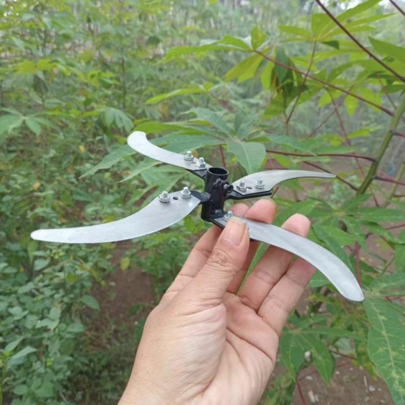 Pisau Mesin Cacah Rumput Sayuran Multifungsi Pakan Ternak Entok Ayam untuk Dinamo dan Stick Bor Jenis baru alat pemotong sayuran dengan mata pisau yang lebih tebal, dudukan mata pisau, dan batang dasar.