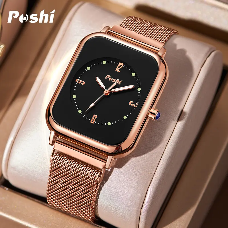 (002 harga telah diganti, cepat beli) POSHI Mesh Belt Jam Kuarsa Jam Tangan Fashion Wanita Gratis Ongkos Kirim Quartz Watch Women PS937 1