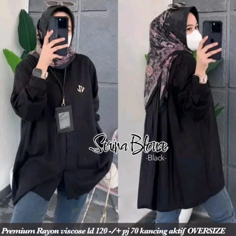 kemeja atasan wanita/sherina blouse/blouse rayon polos/blouse murah Polos/atasan kemeja kekinian Baju Viscose Panjang