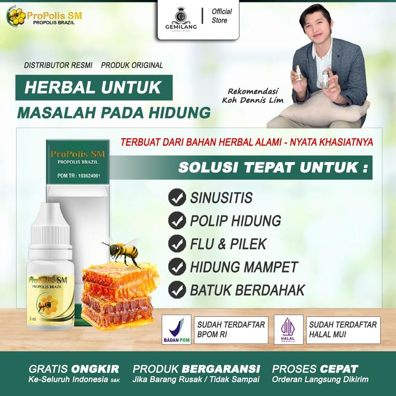 Propolis SM Herbal Untuk Sinusitis Flu Batuk Pilek Menahun Polip Hidung Mampet Asli Original 0
