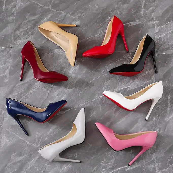 [Size 42 Ada] Bine 319 Heels Kerja Wanita Sepatu Heels Polos Import 11 cm Hitam/Putih/Merah/Biru/Maroon/