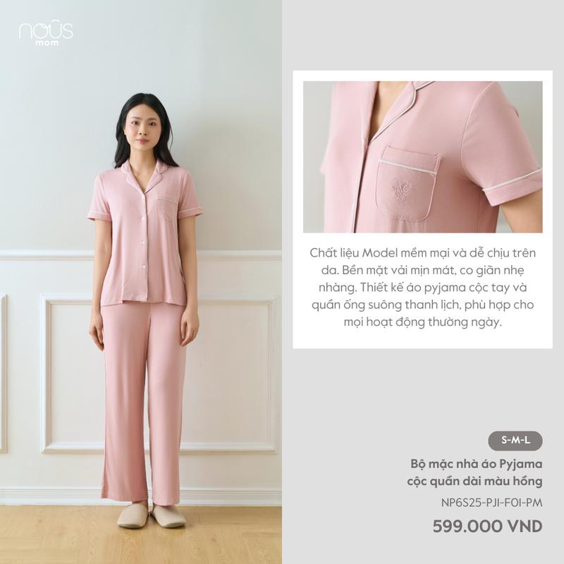KOL NOUS MOM Bộ quần áo dài tay pyjama chất liệu Nu Petit co giãn đa chiều thoáng mát cho mẹ an toàn cho bé BST T5