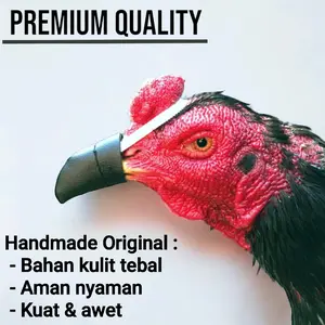 Bungkus Paruh Cucuk Kulit Sintetik 1 Pasang 2 Pcs Jahitan Kuat Asesoris Pelindung Cucuk & Paruh Ayam Saat Latihan dan Perawatan