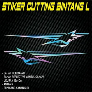 stiker cutting sticker bintang l hologram reflective mantul cahaya viral
