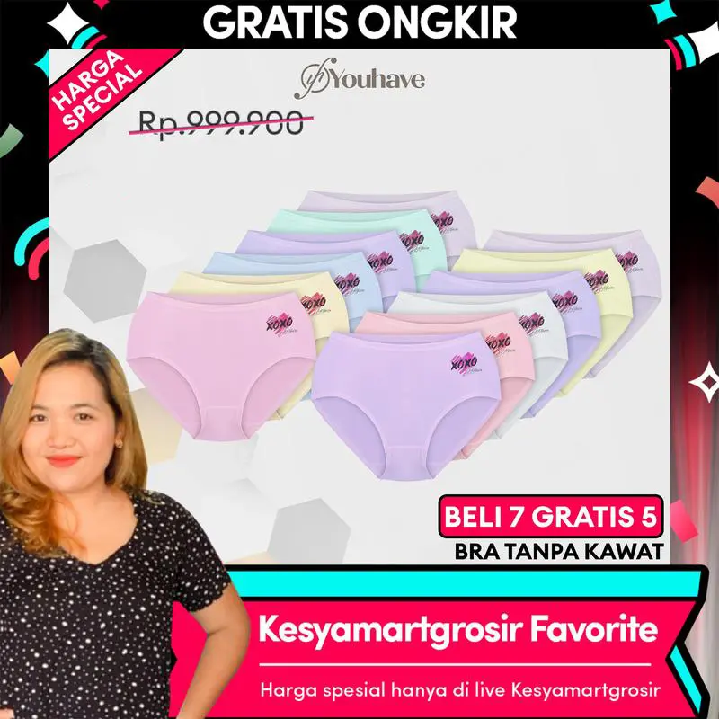 You’ve (YouHave) CD 12 PCS Seamless Celana Dalam Wanita CD Wanita Full Katun Panty 300071 0