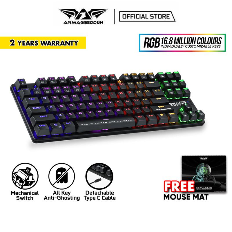 Armaggeddon MKA-5R 87 Keys Mechanical Gaming Keyboard with 16.8 Million Colours Individually Customizable Keys