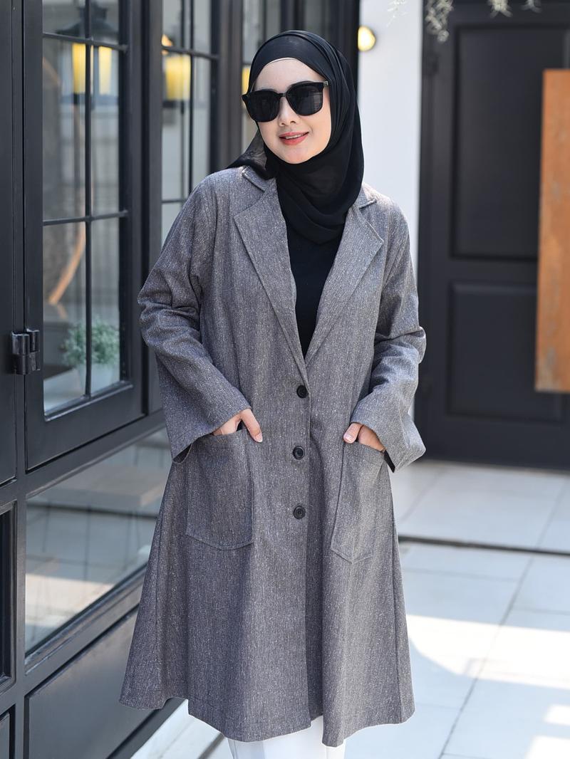 Product Introduction of Blazer Wanita Berkancing dengan Kantung Kanan Kiri - Hoodie, Panjang 8