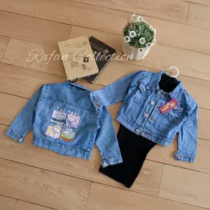 Setelan Jaket Jeans Anak Perempuan dan Dress Rajut anak Usia 1-5 Tahun