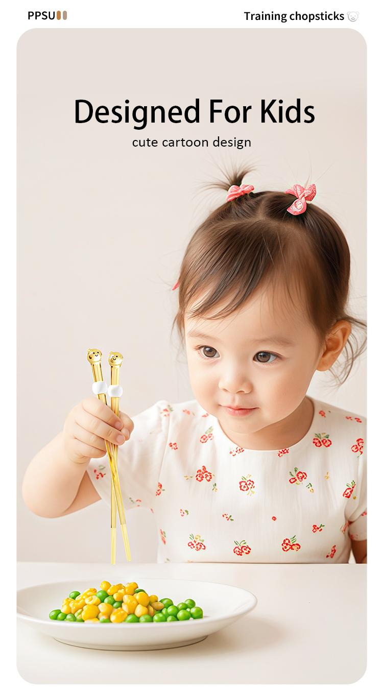 Product Introduction of Kids Chopsticks, Cute Cartoon Design, PPSU Reusable Toddler Chopsticks For Daily Use 3