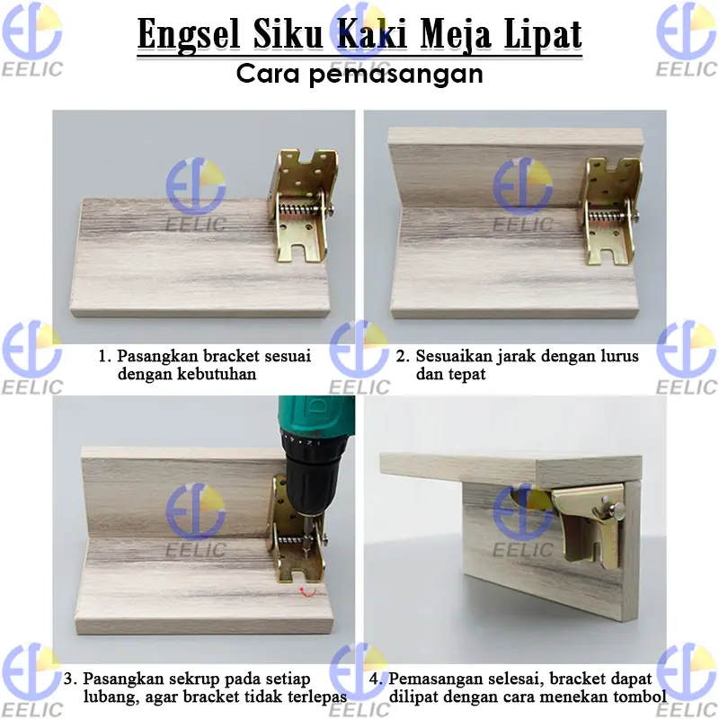EELIC BRS-65X45MMSIKUL Bracket Siku Kaki Meja Lipat Dengan Desain Sudut Yang Dapat Dibuka Lipat Hingga 90 Derajat 1