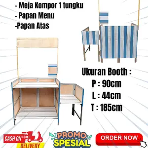 Gerobak jualan lipat +meja kompor 1 dan 2 tungku/penggorengan Booth portable / event desk gerobak motor gampang dilipat Kayu Furniture bisa dilipat