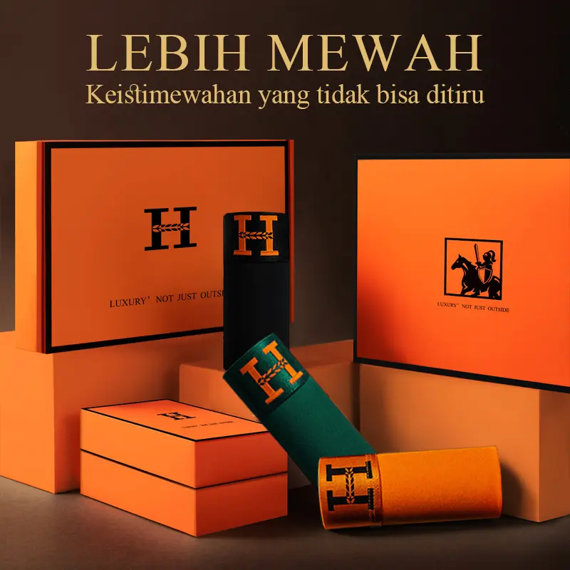 [HEPNIES ISI 3PCS kemasan kotak kardus exclusive] celana boxer pria mewah berbahan sutra, trendi, menyerap keringat, dan sejuk, boxer pria berkualitas tinggi gaya Korea 5