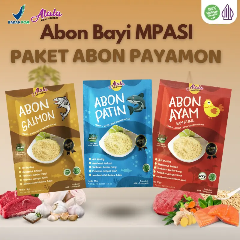 Alala Abon Mpasi Bayi 8 12 Bulan Abon Halus Makanan Bayi PAKET MPASI Instan Ayam Salmon Patin