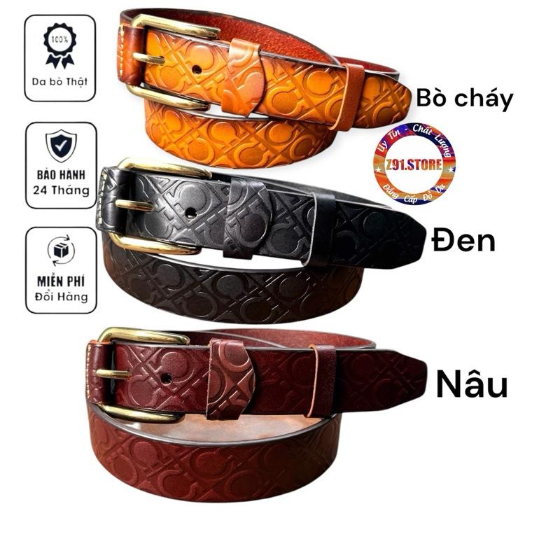 Thắt lưng da bò nguyên tấm (rộng 3.8cm dài 120cm) dập vân phong cách, đầu khoá vàng bọc da sang trọng. Da bò một lớp. thắt lưng boy phố lv Hoa Voan