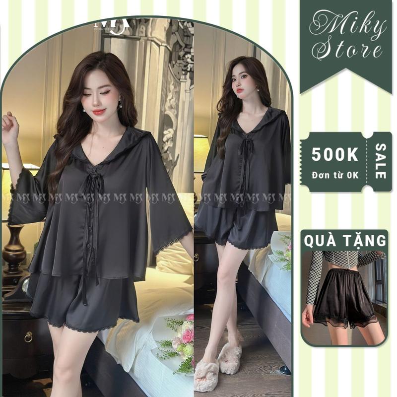 Đồ Ngủ Nữ Tiểu Thư Bigsize 80Kg Quần Giả Váy Chất Liệu Lụa Latin Vải Mềm Mịn Thích Hợp Mặc Bốn Mùa Áo Nữ Women Nhung