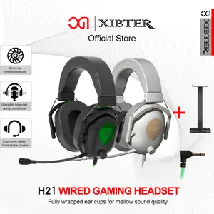 XIBTER H21 Gaming Headphones  Bass 3.5mm Microphone earphone Komputer  Headset Ponsel