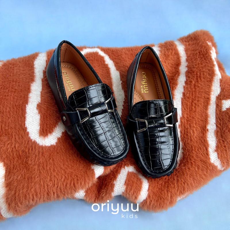 Mini Gentleman - Croc Hazel - Oriyuu Kids - Sepatu Pantofel Anak Laki Formal Pesta Slip On Kulit 2