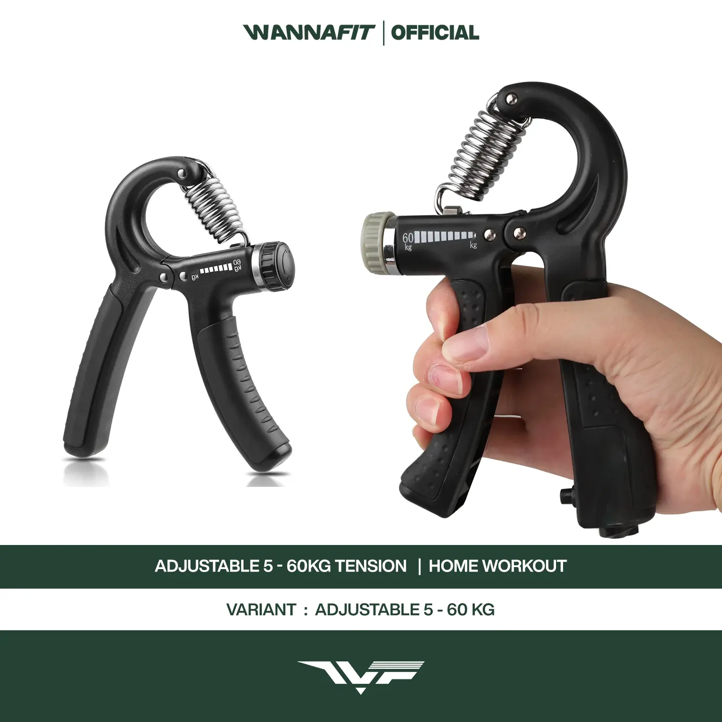 WANNAFIT Handgrip / Hand Grip Adjustable 5kg - 60kg | Latihan Penguat Tangan | Alat Olahraga Rumah