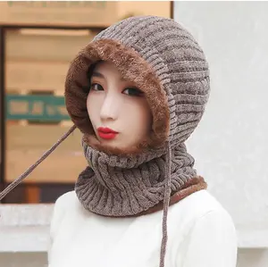 Topi Kupluk Syal Musim Dingin Topi Winter / Salju 011 Abu Hitam