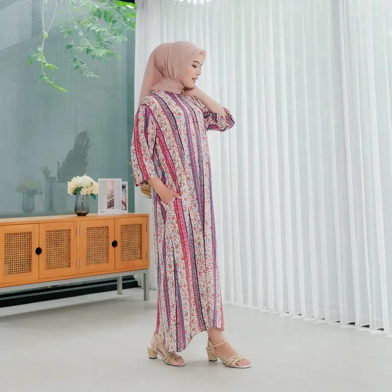 Shebia Dress Daster Lengan 3/4 Midi Rayon Motif Busui 6