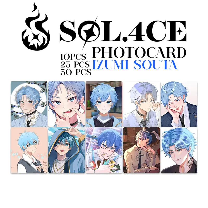 Photocard TERBARU 2025 Pracetak Glossy kualitas HD SOL.4CE HARIS CAINE,GIN GEHEENNA,IZUMI SOUTA,MISUKI AIRON V TUBER 4
