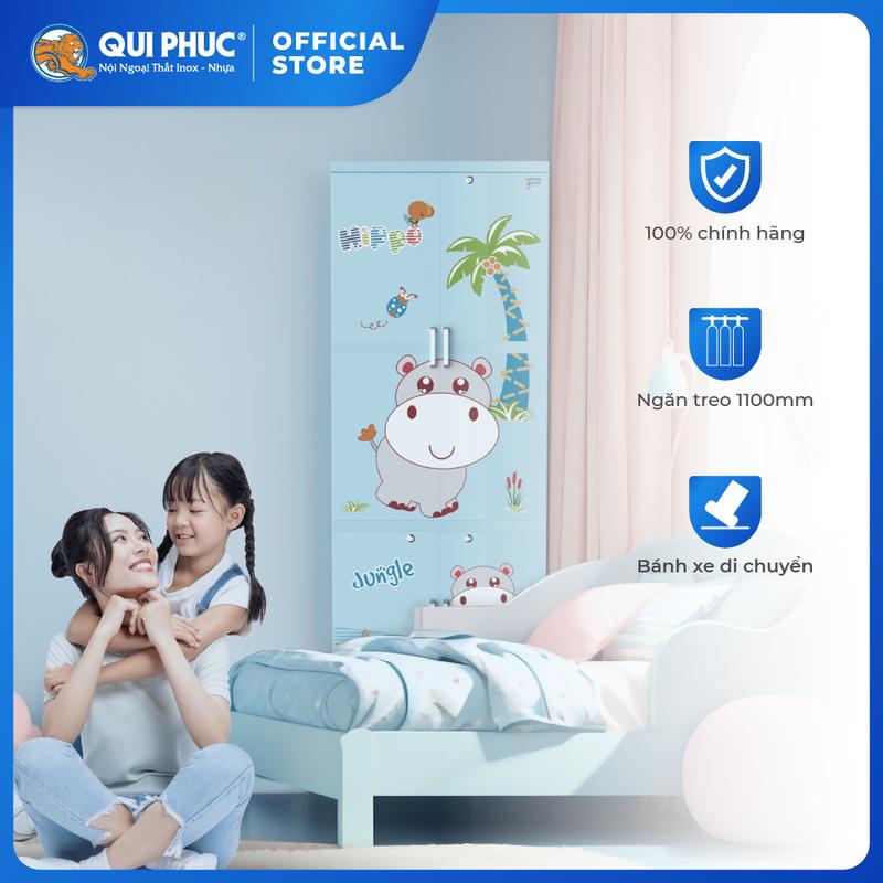 Tủ nhựa Royal 2 tầng QUI PHÚC, Tủ treo quần áo rộng rãi, bền chắc, tiện lợi, an toàn sức khoẻ, phù hợp đựng đồ cho bé