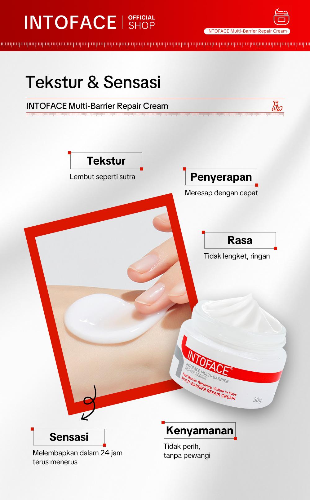 INTOFACE Multi-Barrier Repair Cream｜Atasi Kulit Kering & Sensitif ｜Redakan Kemerahan & Gatal Instan｜Hypoallergenic & 0% Iritasi Wajah Facial