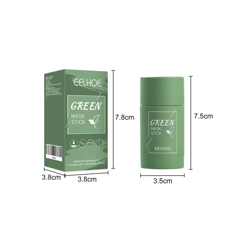 EELHOE Green Tea Solid Mask Deep Cleansing Hydrating Moisturizing Clay Mask Facial Skin Care Peel Face Mud Mask Stick 6