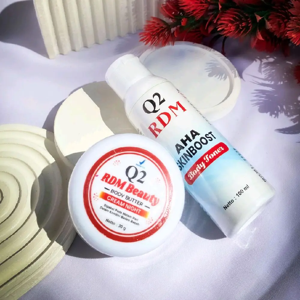 PAKET HEMAT Q2 RDM Beuaty (Butter + Toner Badan Rdm) Bpom Ampuh memutihkan kulit badan