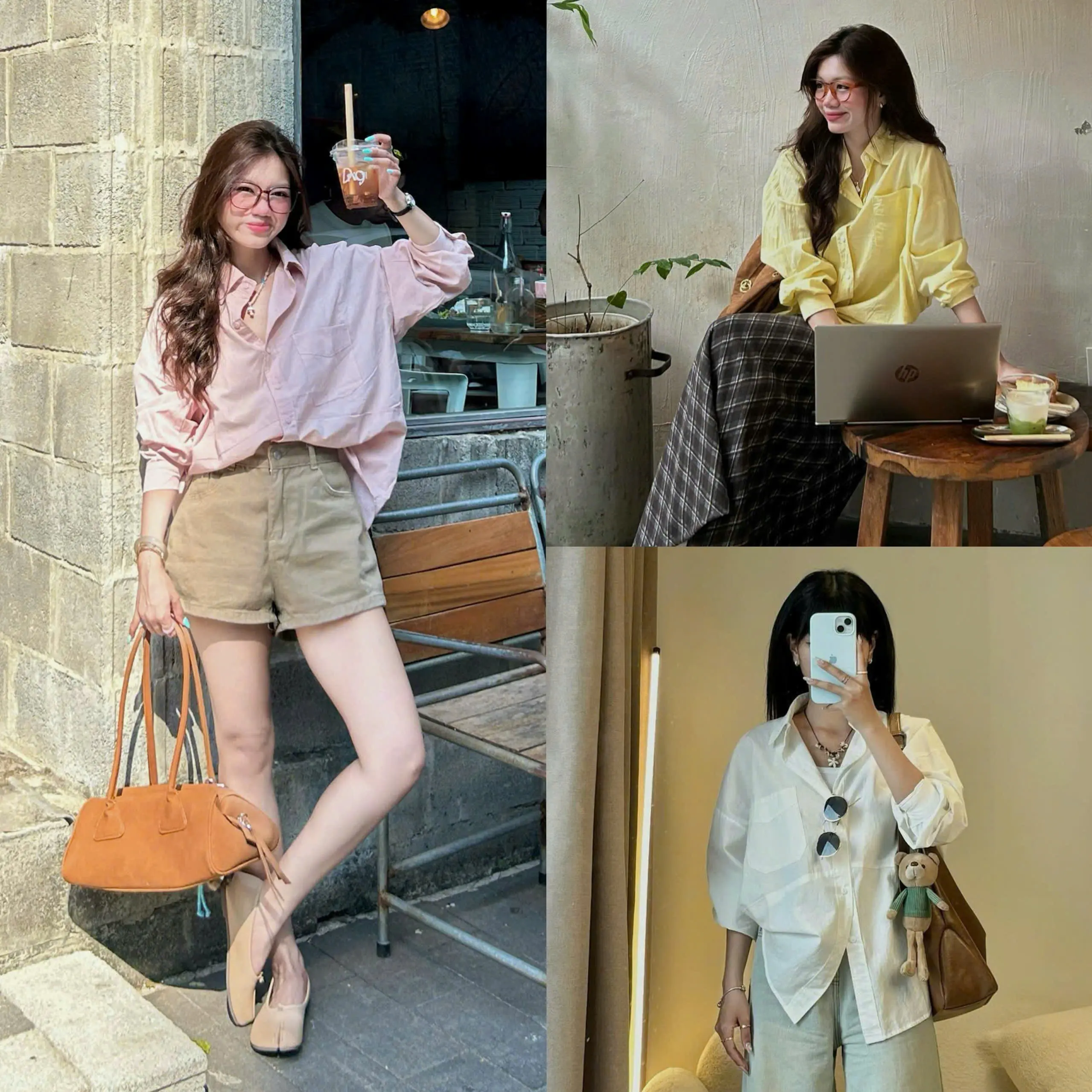 (ẢNH OLDSCHOOL) Áo sơ mi nữ chất thô mềm form rộng 1 TÚI