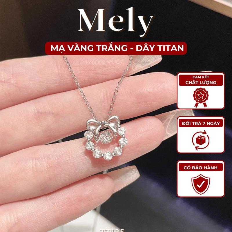 Dây chuyền nữ thép Titan hình nơ đính đá cao cấp phụ kiện trang sức thời trang - Mely TT125 Women