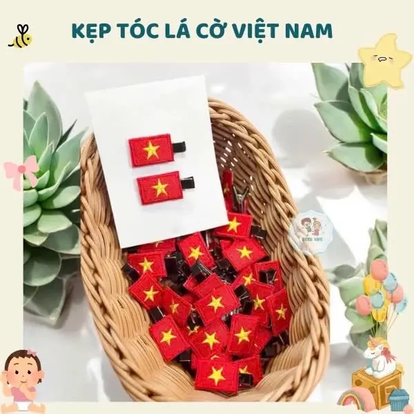 Kẹp tóc lá cờ Việt Nam, kẹp tóc cờ đỏ sao vàng, cài tóc tổ quốc