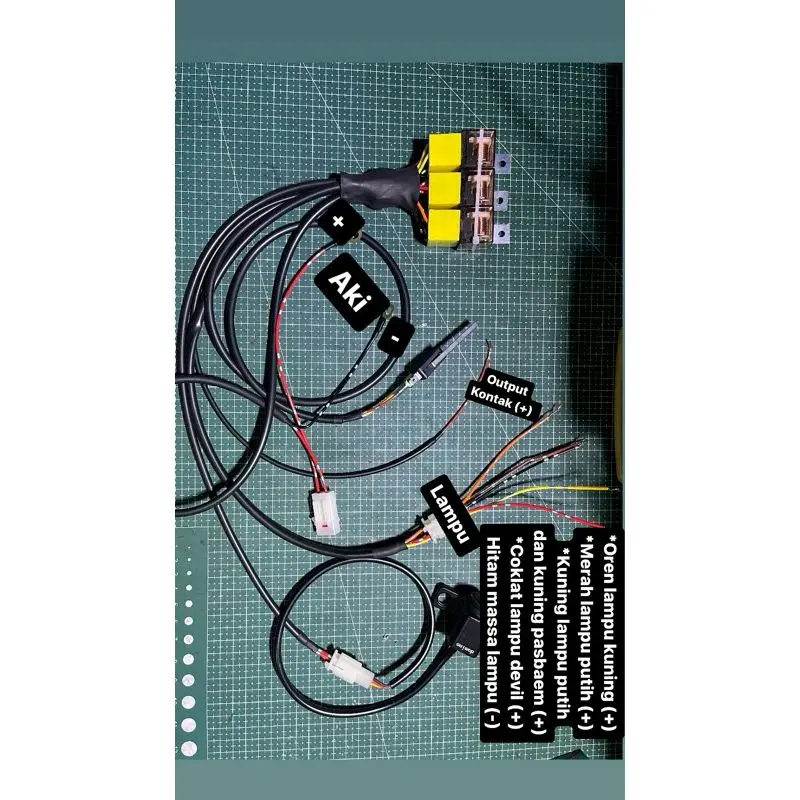 Relay lampu tembak d2 laser 3 mode dengan devil eyes passbeam/piw² dan saklar on off 3