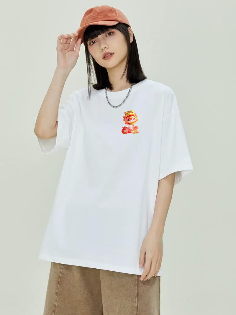 Product Introduction of 2025 Snake Year T-shirt New Year Zodiac Year Couple Outfit Pure Cotton Plus Size Unisex 12
