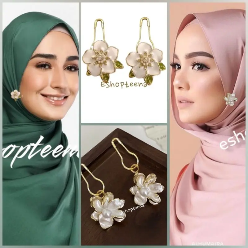 A39 anting hijab bunga new pearl putih gold PENITI / JEPIT_anting jilbab_ANTING HIJAB JEPIT_ANTING JILBAB JEPIT_ANTING HIJAB KLIP_ANTING HIJAB PENITI