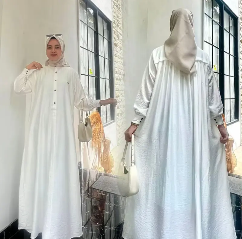 Vanila dress polo linen gamis Lebaran terbaru 2025 Muslim Wanita 5