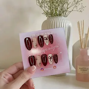 Kuku Palsu Premium Handmade | Free Custom Warna | Press On Nails Pink Maroon Pita | Free Tool Kit | nails by lakukupressyes