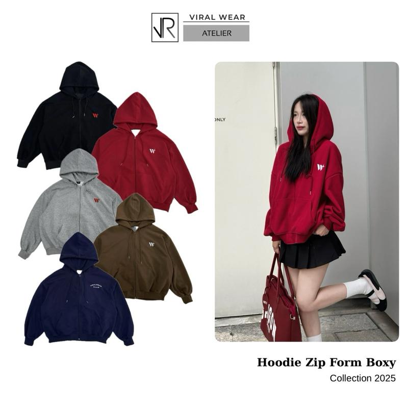   DEAL MỞ BÁN  Áo Hoodie Zip Form Boxy Thêu Viralwear Unisex Chất Vải Nỉ 2 Da 