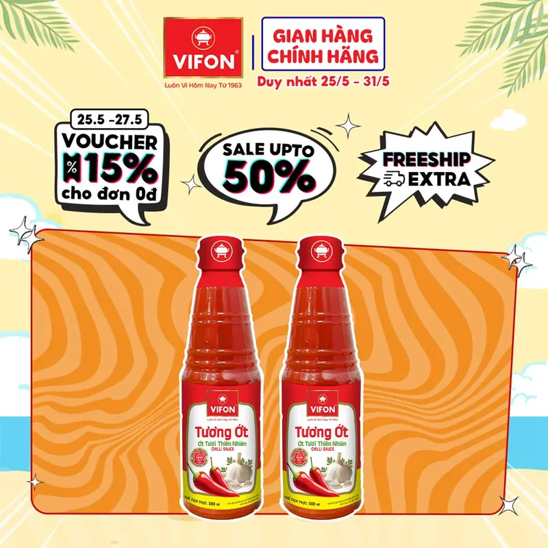 [VOUCHER HOT 15%] Set 2/ Set 5 Gia Vị Tương Ớt VIFON 500ml/ Chai Nước Sốt 0