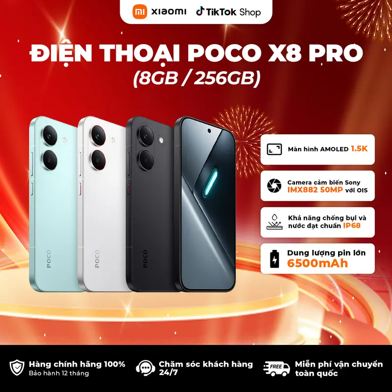 Điện thoại XIAOMI POCO X8 Pro 8+256GB, 8+512GB  | Màn 6.59" 1,5K 120Hz - Bảo Hành 18 Tháng