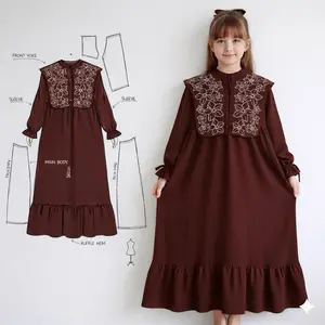 Dress Anak Perempuan Bordir Rayon Kerah Mewah