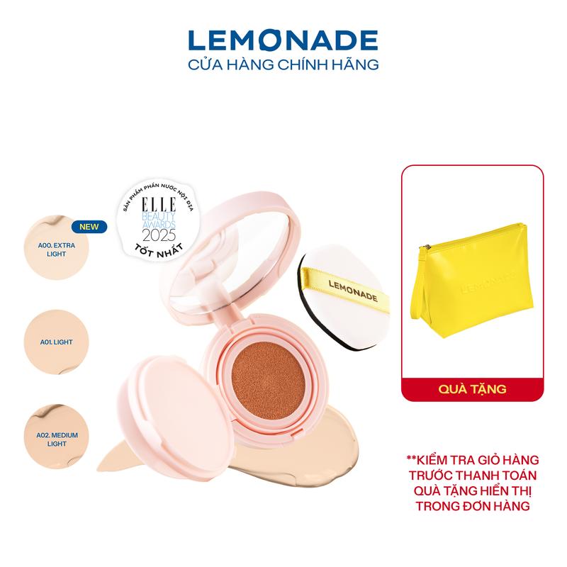 [MUA 1 TẶNG 1] MUA 01 Phấn nước siêu kiềm dầu Lemonade Supermatte Cushion 15g TẶNG 01 Túi makeup đa năng